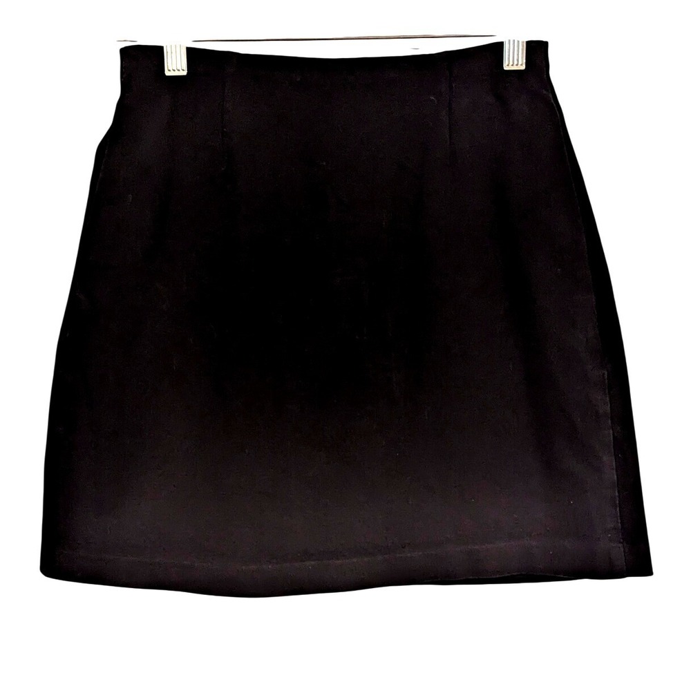 Uniqlo‎ Black Cotton Blend A-Line Mini Skirt Classic Basic Minimalist Sz XS